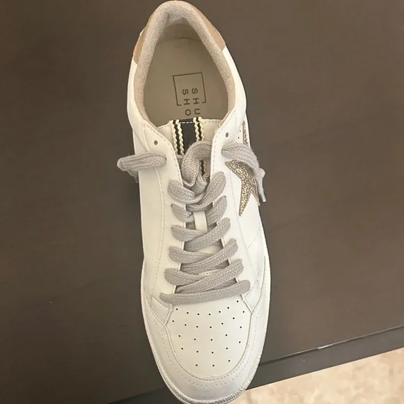 Stylish White Shu Shop tan, white and Gray Women's Sneakers. - Picture 3 of 6